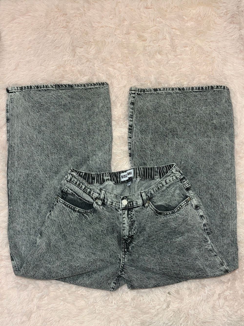 Gray Washed Low Rise Baggy Wide-Leg Women’s Jeans